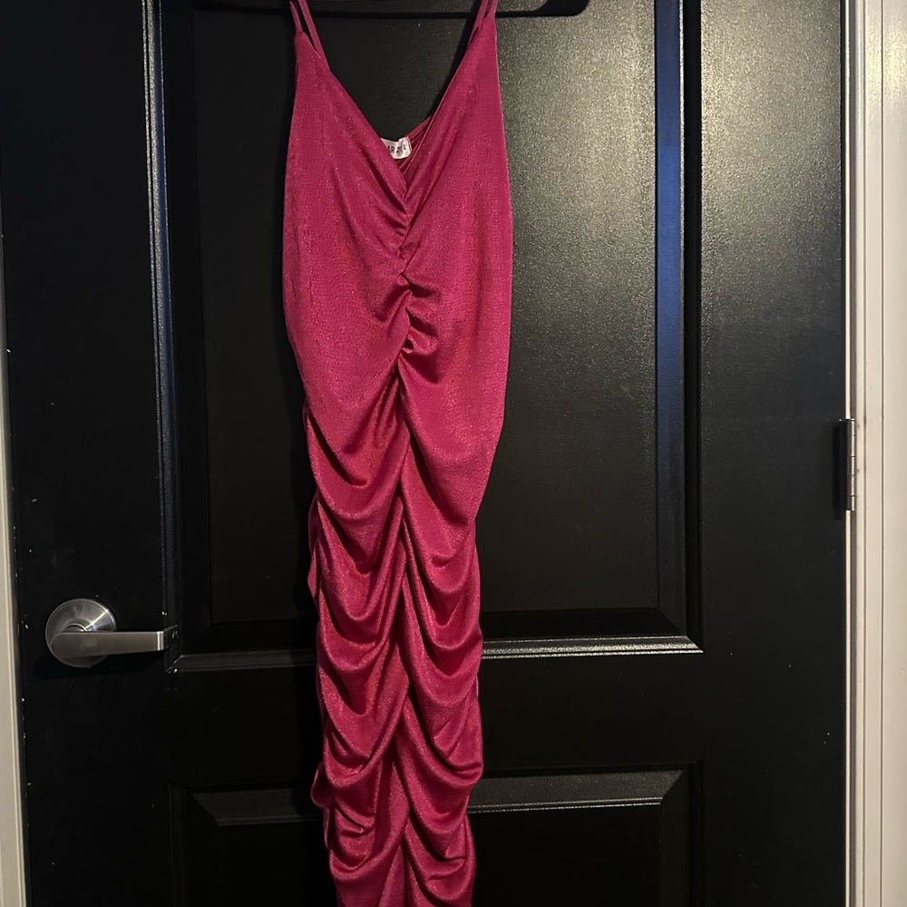 Elegant Pink Ruched Dress